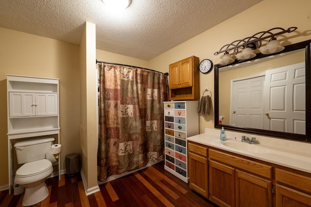841 Marble Top Rd, Chickamauga, GA 30707 - bathroom with wood finished floors, vanity, a textured ceiling, and curtained shower