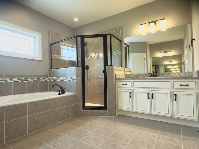 5120 Prickly Pine Pl, Murfreesboro, TN 37129 - full bathroom with tile patterned floors, a bath, vanity, and a shower stall