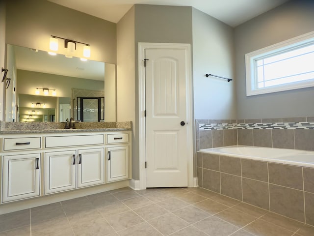 5120 Prickly Pine Pl, Murfreesboro, TN 37129 - full bathroom with vanity, a garden tub, tile patterned floors, and a tile shower