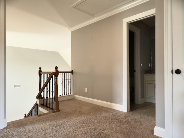 5120 Prickly Pine Pl, Murfreesboro, TN 37129 - corridor with carpet flooring, attic access, and an upstairs landing