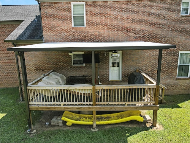 114 Deerview Dr, Columbia, TN 38401 - rear view of property with a deck and brick siding