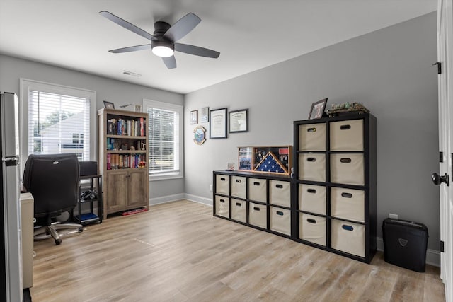 8665 Woodbury Acre Ct, Harrison, TN 37341 - office with ceiling fan and wood finished floors