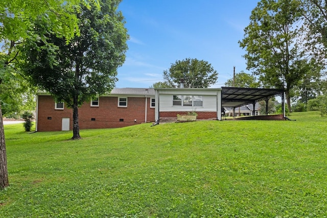 435 Forest St, Lewisburg, TN 37091 - rear view of property with crawl space, a yard, and brick siding