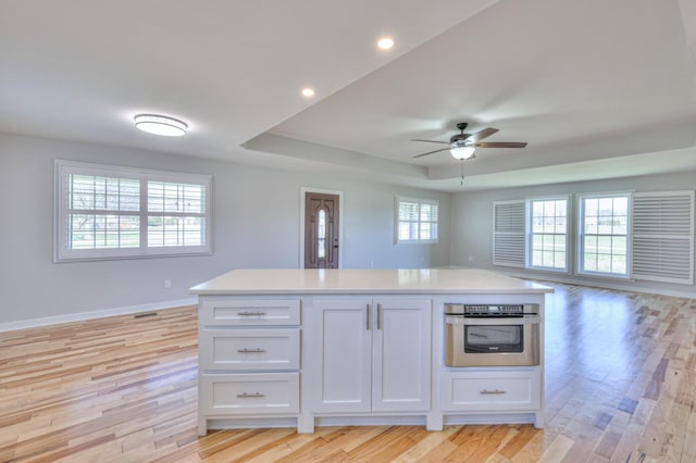 1059 S Cross Bridges Rd, Mount Pleasant, TN 38474 - kitchen with oven, open floor plan, light countertops, a ceiling fan, and recessed lighting