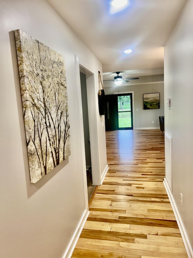 1059 S Cross Bridges Rd, Mount Pleasant, TN 38474 - hallway with light wood finished floors and recessed lighting