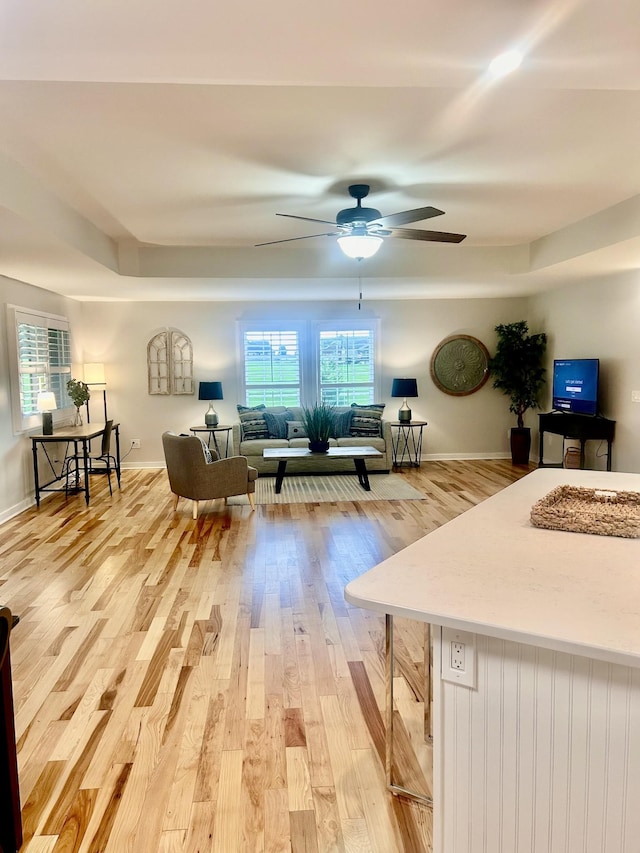 1059 S Cross Bridges Rd, Mount Pleasant, TN 38474 - living area with light wood-type flooring and a ceiling fan