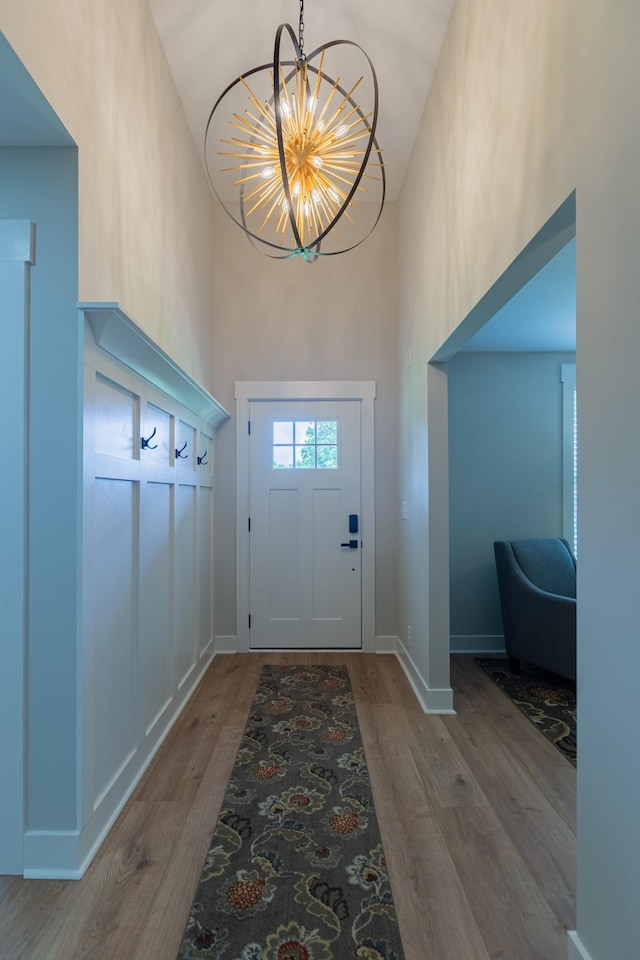 4893 Rainer Dr, Old Hickory, TN 37138 - foyer with a high ceiling, a chandelier, and wood finished floors