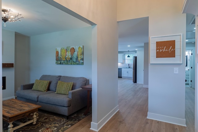 4893 Rainer Dr, Old Hickory, TN 37138 - living room featuring light wood-style floors and baseboards