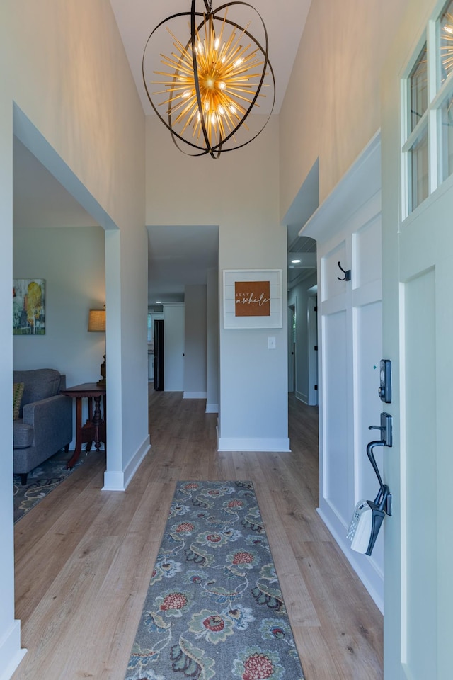 4893 Rainer Dr, Old Hickory, TN 37138 - entrance foyer with a towering ceiling, a chandelier, and wood finished floors