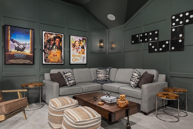 7103A Kyles Creek Dr, Fairview, TN 37062 - carpeted home theater with a decorative wall and vaulted ceiling
