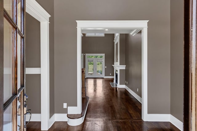 3699 Sweethome Rd, Ashland City, TN 37015 - corridor with french doors and dark wood-style flooring