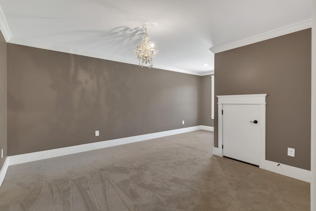 3699 Sweethome Rd, Ashland City, TN 37015 - carpeted empty room featuring crown molding and a chandelier