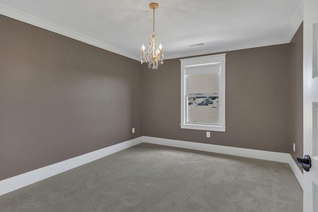 3699 Sweethome Rd, Ashland City, TN 37015 - carpeted spare room with crown molding and a chandelier