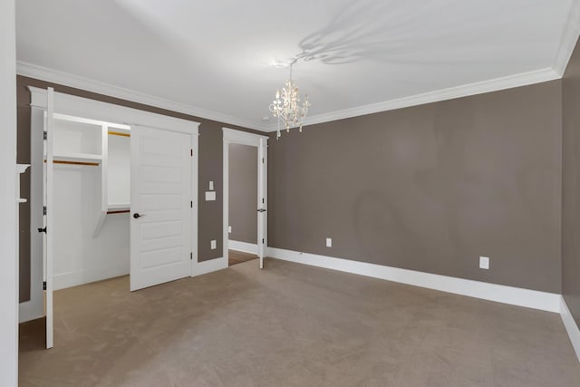 3699 Sweethome Rd, Ashland City, TN 37015 - unfurnished bedroom with a chandelier, crown molding, and carpet floors