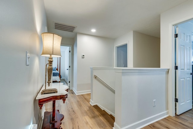 1018 Lowrey Pl, Spring Hill, TN 37174 - hall featuring an upstairs landing, light wood-style floors, and recessed lighting