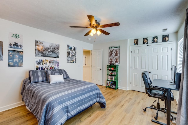 1018 Lowrey Pl, Spring Hill, TN 37174 - bedroom with light wood-type flooring, a closet, ceiling fan, and an office area