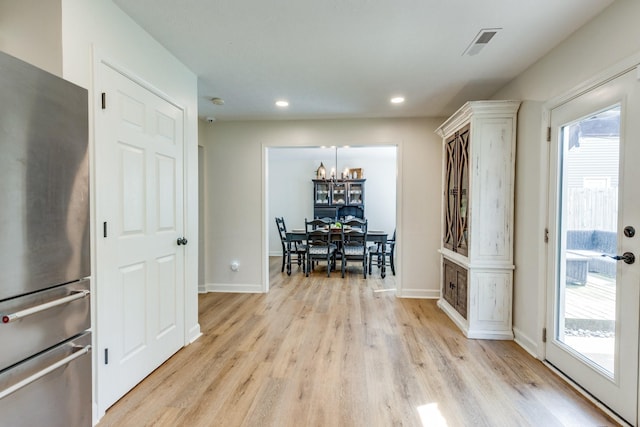 1018 Lowrey Pl, Spring Hill, TN 37174 - dining room with light wood-style floors, a chandelier, and recessed lighting