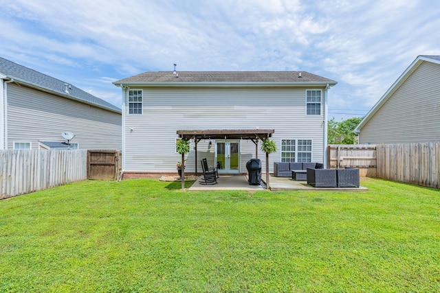 1018 Lowrey Pl, Spring Hill, TN 37174 - rear view of property featuring an outdoor living space, french doors, a patio area, and a fenced backyard