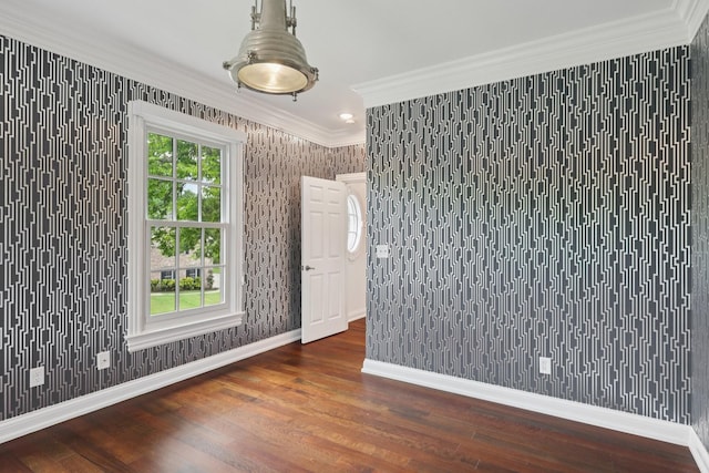 3600 Colewood Dr, Nashville, TN 37215 - spare room with wood finished floors, crown molding, and wallpapered walls