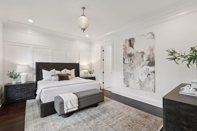 3600 Colewood Dr, Nashville, TN 37215 - bedroom with ornamental molding, dark wood-style flooring, and recessed lighting
