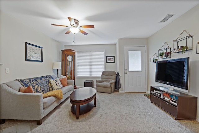 1438 Anita Ct, Murfreesboro, TN 37130 - living area featuring a ceiling fan and carpet floors