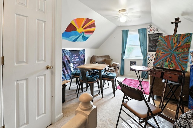 206 Cross Valley Dr, Columbia, TN 38401 - carpeted dining area featuring lofted ceiling and a ceiling fan