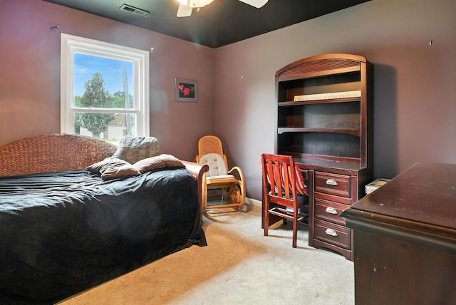 206 Cross Valley Dr, Columbia, TN 38401 - bedroom featuring light carpet, a ceiling fan, and an office area