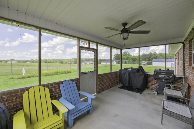 127 Fisherdale Dr, Decaturville, TN 38329 - sunroom / solarium with ceiling fan and a view of rural / pastoral area