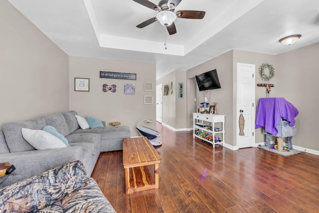 261 Golden Pond Ave, Oak Grove, KY 42262 - living area with a ceiling fan, wood-type flooring, and a raised ceiling