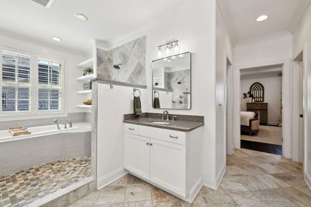 4376 Pretoria Run, Murfreesboro, TN 37128 - ensuite bathroom featuring vanity, a bath, tiled shower, and recessed lighting