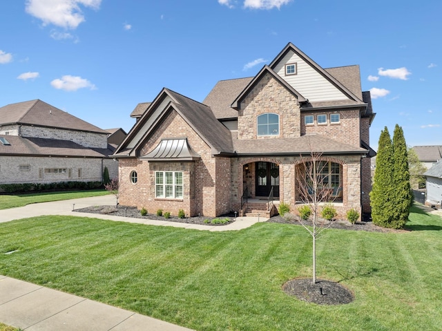 4376 Pretoria Run, Murfreesboro, TN 37128 - view of front of home with a porch, brick siding, a front yard, and roof with shingles