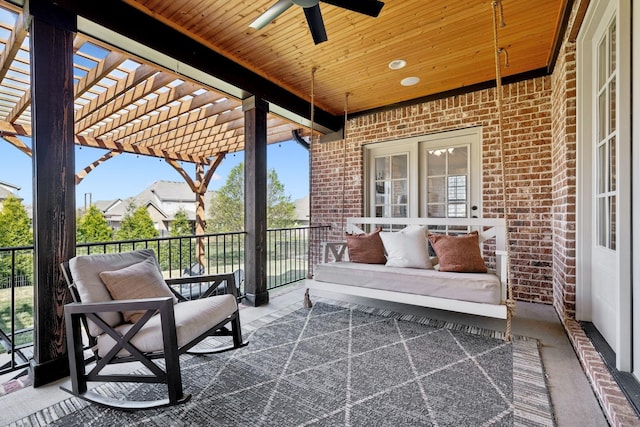 4376 Pretoria Run, Murfreesboro, TN 37128 - view of patio featuring a pergola, a ceiling fan, and an outdoor hangout area