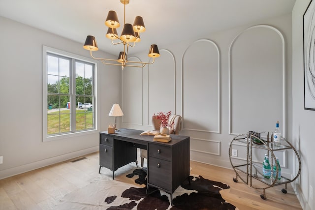 0 Horn Spgs, Lebanon, TN 37087 - office area featuring a chandelier and light wood finished floors