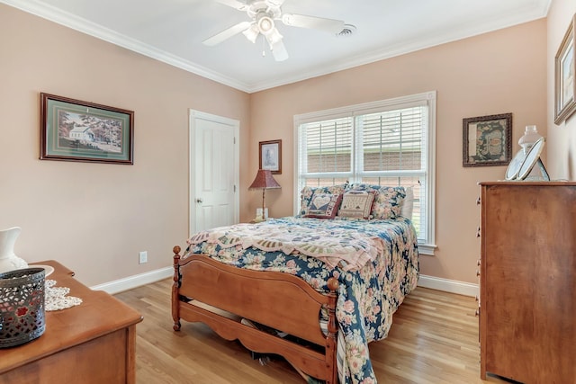 1660 Stokley Ln, Old Hickory, TN 37138 - bedroom featuring light wood-style floors, crown molding, and a ceiling fan