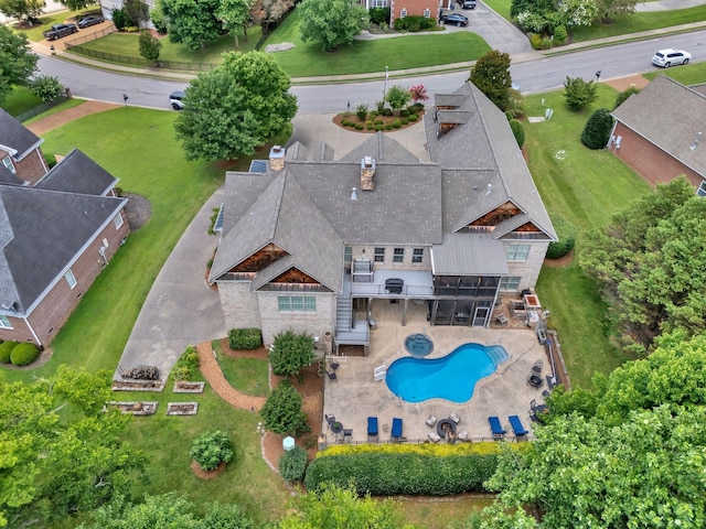 1660 Stokley Ln, Old Hickory, TN 37138 - aerial view of property and surrounding area with a pool area