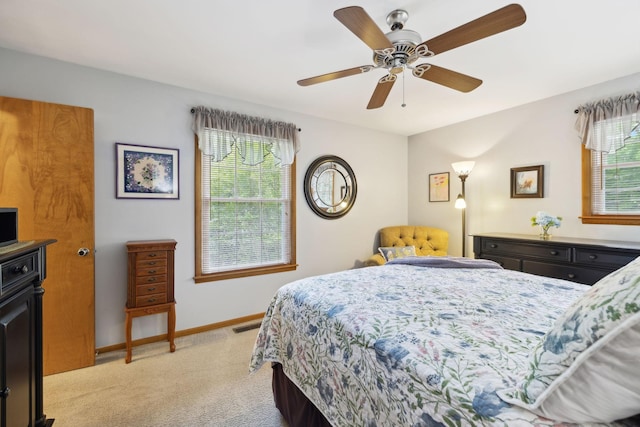 1148 Green Valley Dr, Lewisburg, TN 37091 - bedroom with light carpet, multiple windows, and ceiling fan