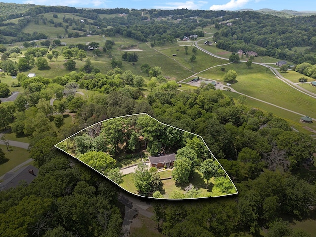 1148 Green Valley Dr, Lewisburg, TN 37091 - aerial view of property and surrounding area featuring property parcel outlined and a heavily wooded area