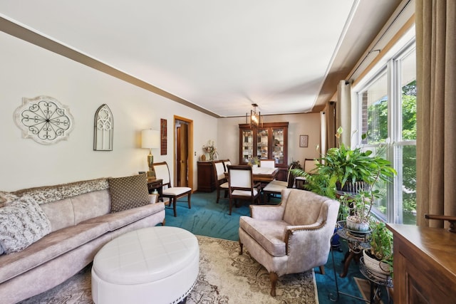 1148 Green Valley Dr, Lewisburg, TN 37091 - living room with plenty of natural light and a chandelier