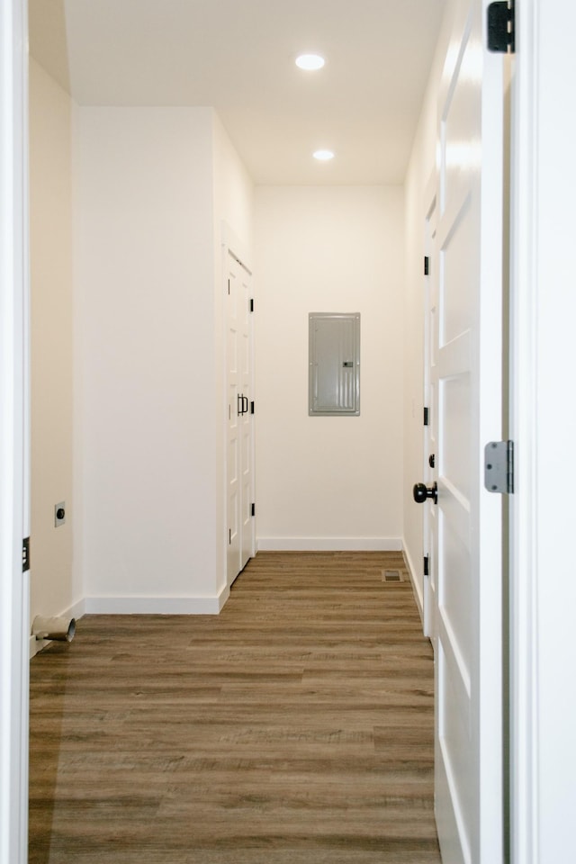 3119 Country Side Dr, Centerville, TN 37033 - hall featuring recessed lighting, wood finished floors, and electric panel