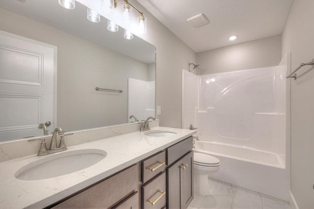 4016 Runyan Cv, Murfreesboro, TN 37127 - full bathroom with marble look tile flooring, shower / bath combination, and double vanity