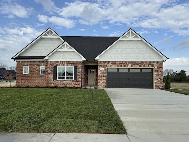 5560 Sinclair Ct, Murfreesboro, TN 37127 - craftsman-style house with a front lawn, driveway, a garage, and brick siding