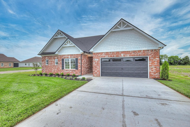 5560 Sinclair Ct, Murfreesboro, TN 37127 - view of front facade featuring a front lawn, a garage, driveway, and brick siding