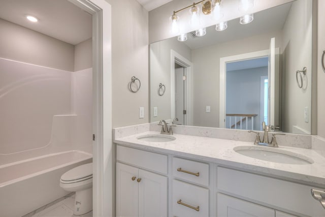 4113 Cile Ct, Murfreesboro, TN 37127 - bathroom featuring double vanity, marble finish flooring, and shower / bath combination