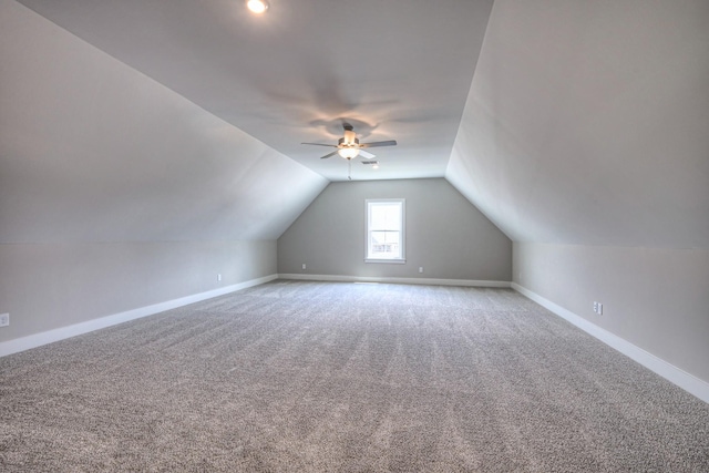 4113 Cile Ct, Murfreesboro, TN 37127 - additional living space featuring a ceiling fan, vaulted ceiling, and carpet flooring