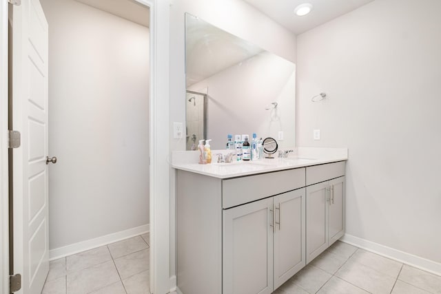 1704 Lannister Ave, Murfreesboro, TN 37128 - bathroom with double vanity, tile patterned floors, and a shower