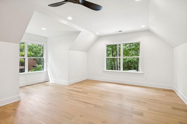 1007 Pheasant Ct, Kingston Springs, TN 37082 - additional living space featuring lofted ceiling, healthy amount of natural light, ceiling fan, light wood-type flooring, and recessed lighting