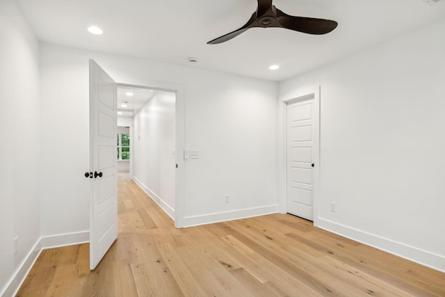 1007 Pheasant Ct, Kingston Springs, TN 37082 - spare room featuring ceiling fan, light wood-style floors, recessed lighting, and a smoke detector