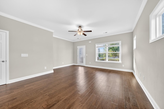 751 Pebble Creek Ln, Lebanon, TN 37090 - empty room with a ceiling fan, dark wood-style flooring, and crown molding