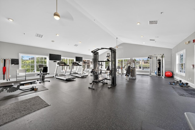 751 Pebble Creek Ln, Lebanon, TN 37090 - workout area with lofted ceiling and ceiling fan
