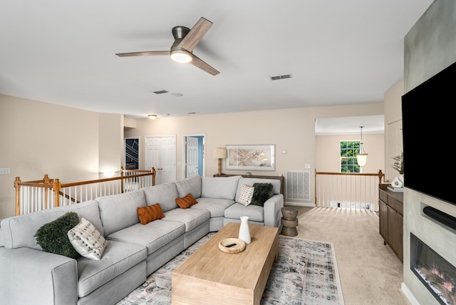 4305 Minette Ct, Mount Juliet, TN 37122 - living area featuring ceiling fan and light colored carpet